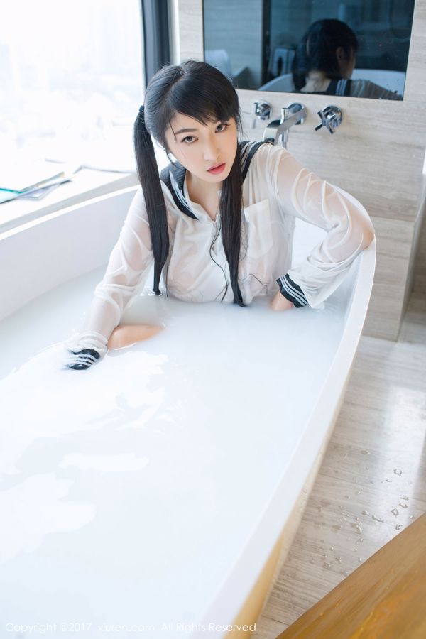 Panpan Dragon Girl Sunny "Milk Bath Student Wear + Transparent Student Wear + Black Nipple Patch" [秀人XiuRen] NO.853