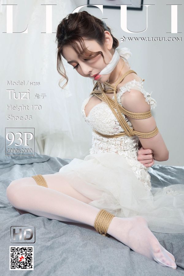 Conejo modelo de pierna "Arte de la cuerda de unión de seda blanca para vestido de novia" [Ligui Meishu Ligui]