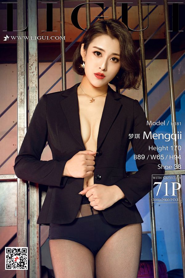 Model Meng Qi "Suit + Black Silky High Heels" [Ligui Ligui]