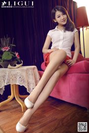 [丽 柜 LiGui] Modelo Wen Jing "Beleza doce rosa com salto alto e pés de seda" Foto de belas pernas e pé de jade