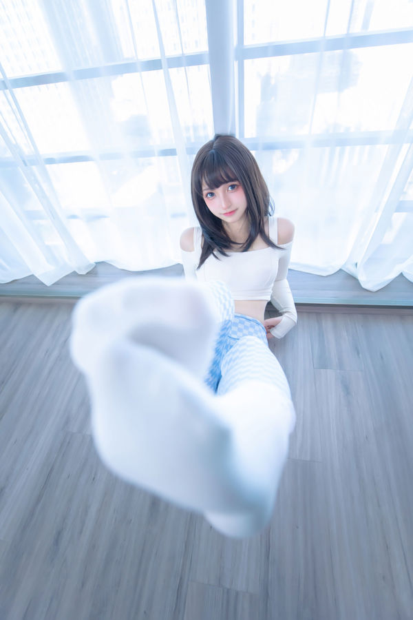 [Bienestar COS] Lolita Sakura Ban Mayu - Cuadrícula azul y blanca