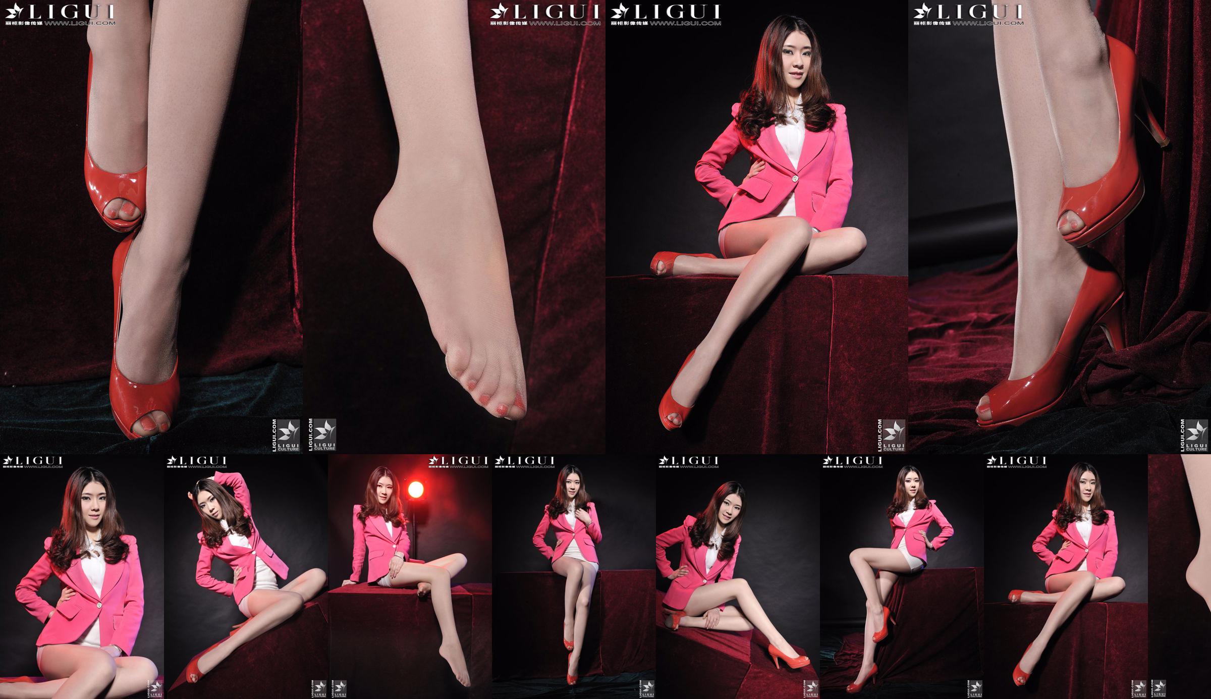 Model Chenchen "Czerwona dziewczyna na wysokich obcasach" [丽 柜 LiGui] Zdjęcie z pięknymi nogami i nefrytowymi stopami No.bf596e Strona 1