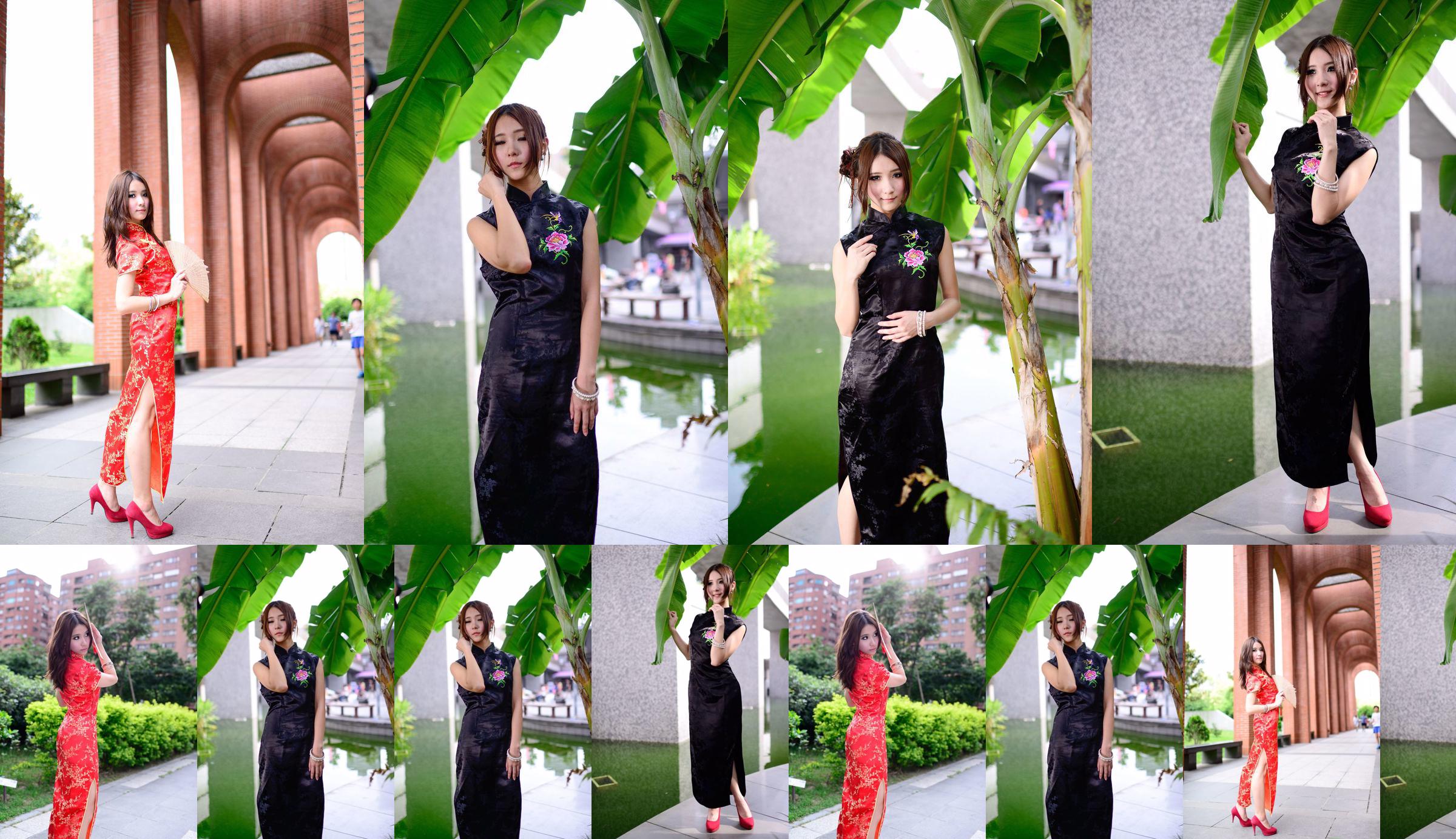 Người mẫu Đài Loan Abu "Sê-ri sườn xám màu đỏ và đen chụp ngoài trời" No.08ca0a Trang 5