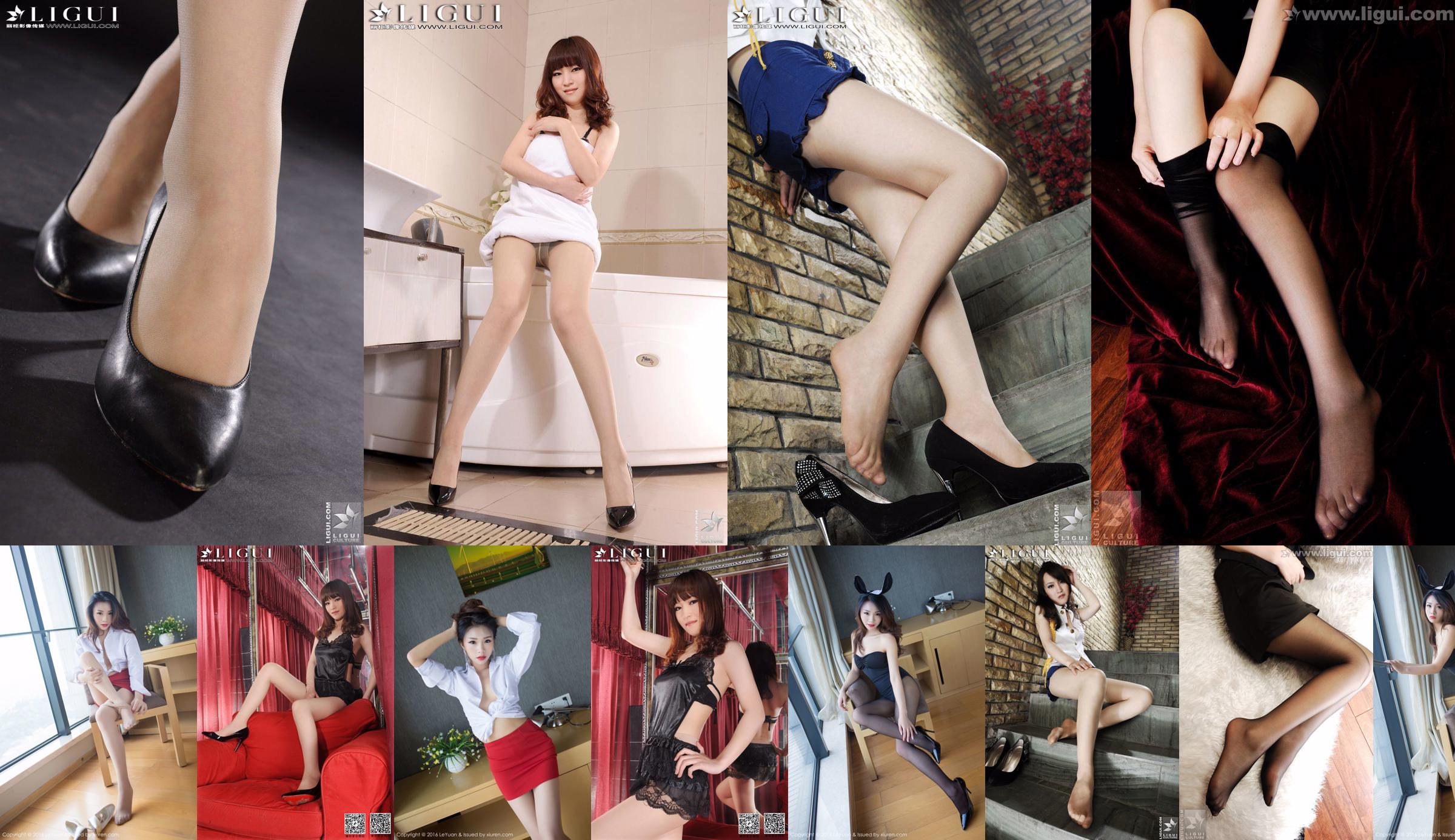 Model Tina "The Seductive Black Silk Foot" [丽柜 LiGui] Photograph of Beautiful Legs and Jade Feet No.d10485 Page 10